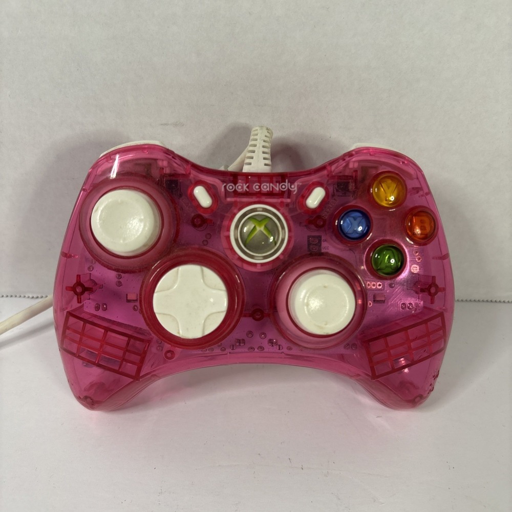 PDP Rock Candy Xbox 360 Wired Controller Pink Translucent PL3760 Breakaway Cable